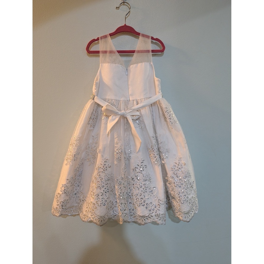 American Princess Size 4 White Lace Sequin Dress Angelcore Coquette Flower Girl - Picture 4 of 16
